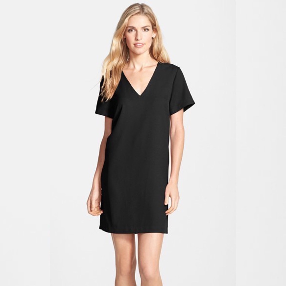 Felicity & Coco Women's Black a crepe Shirt Dress Small
